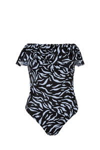 Black with Pale Blue Zebra Swimsuit