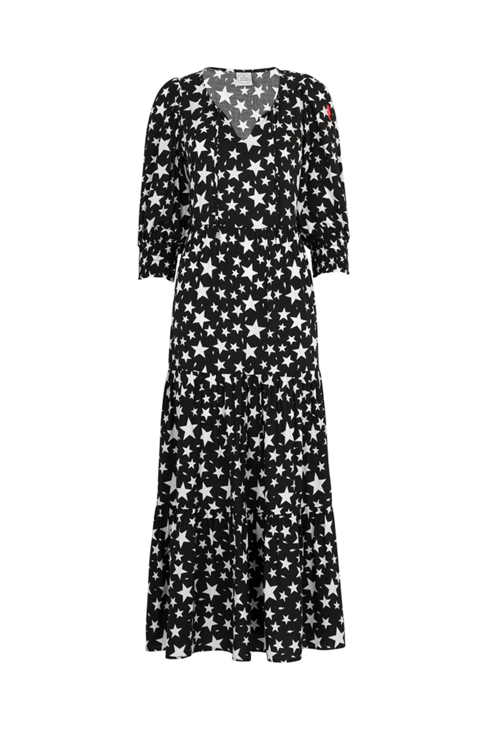 Black with White Star Tie Front Maxi Dress Scamp \u0026 Dude