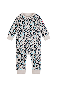 Grey with Blue and Black Snow Leopard Romper