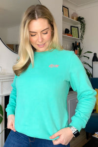 Green Sweatshirt with Coral Logo