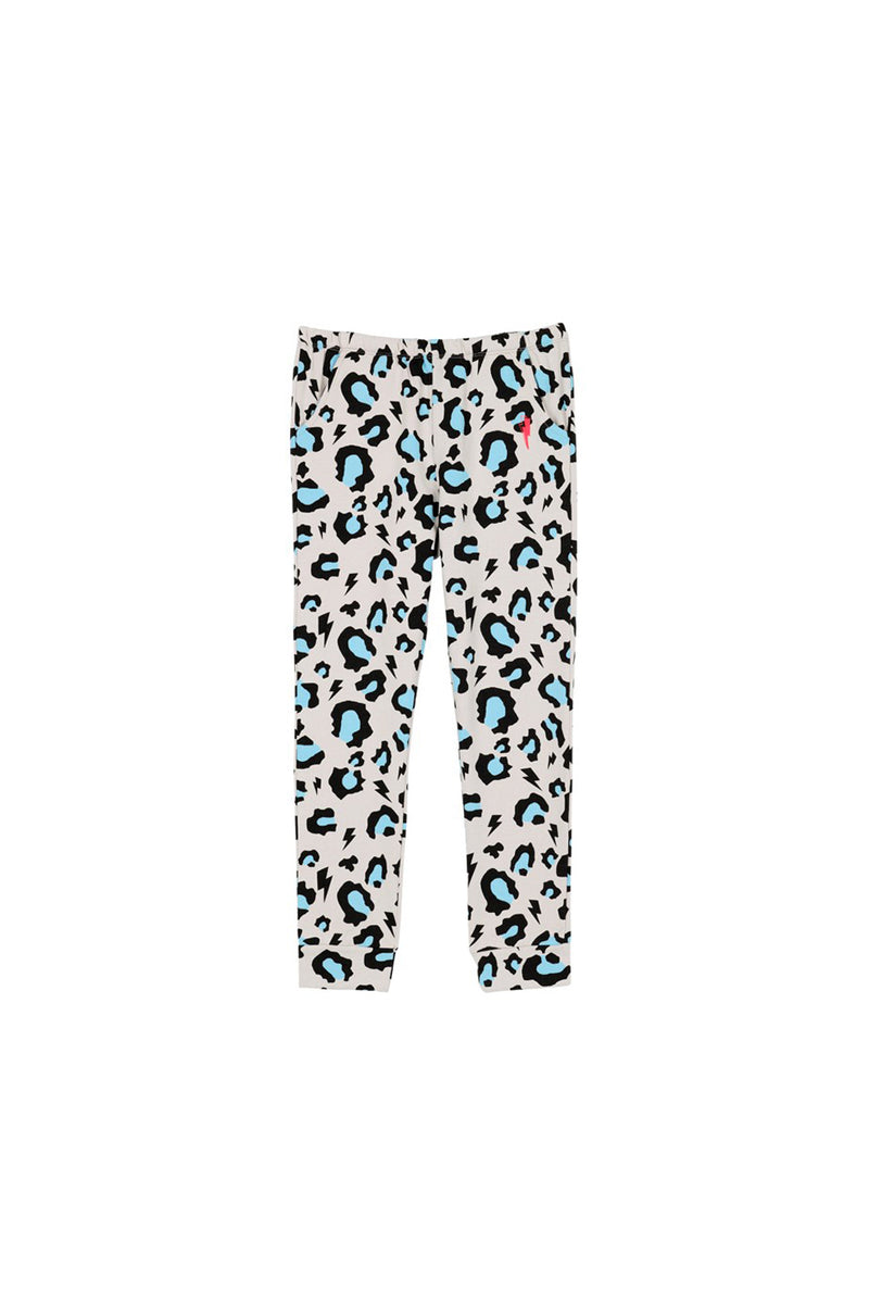 Kids Grey with Blue Snow Leopard Joggers