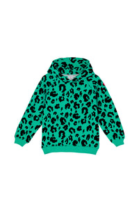 Kids Bright Green with Black Leopard Hoodie