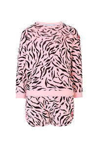 Kids Pink with Black Zebra Towelling Sweatshirt