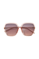 Blush pink oversized '70s style sunglasses with smoke to pink gradient lenses