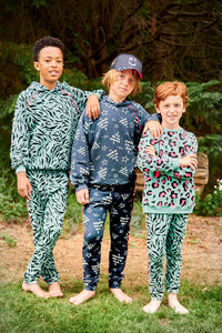 Kids Khaki with Coral Snow Leopard Sweatshirt