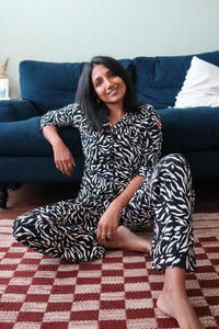 Black with White Zebra & Lightning Bolt Print Pyjamas