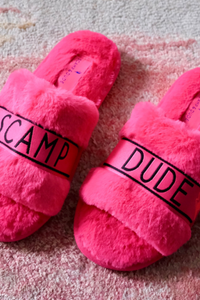 Hot Pink Faux Fur Sliders