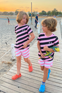 Kids Pink and Black Stripe T-Shirt