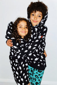 Kids Black with White Bolt Hoodie