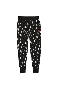 Black with White Lightning Bolt Cosy Joggers