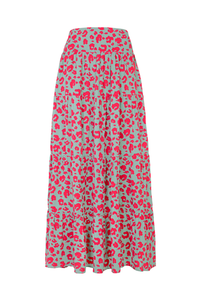 Khaki with Red Leopard Maxi Skirt
