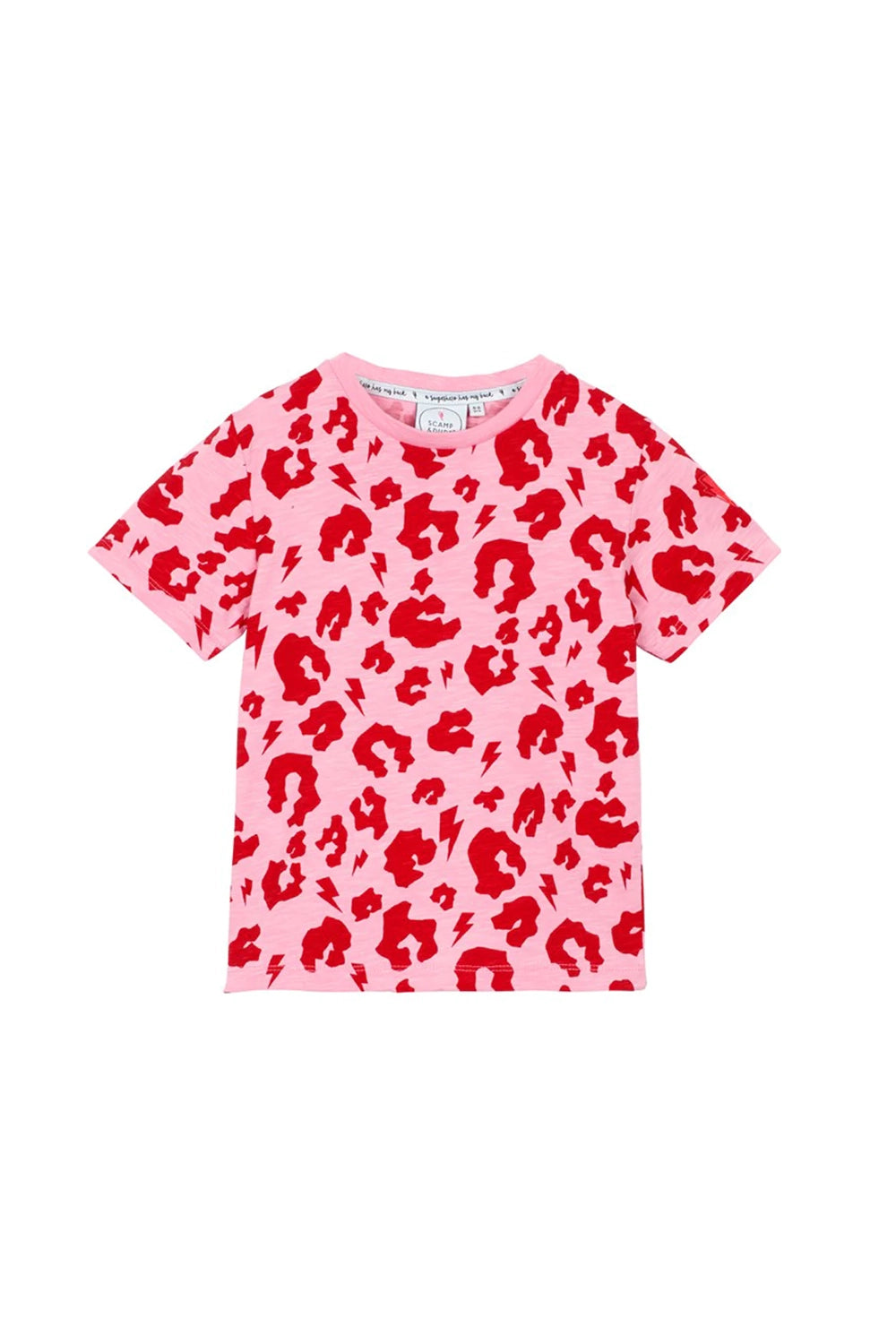 Kids T-Shirt Pink with Red Leopard Print and Lightning Bolt Print ...