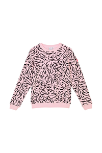 Pink with Black Zebra Towelling Sweatshirt