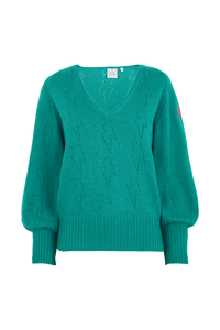 Teal Pointelle Knitted Jumper